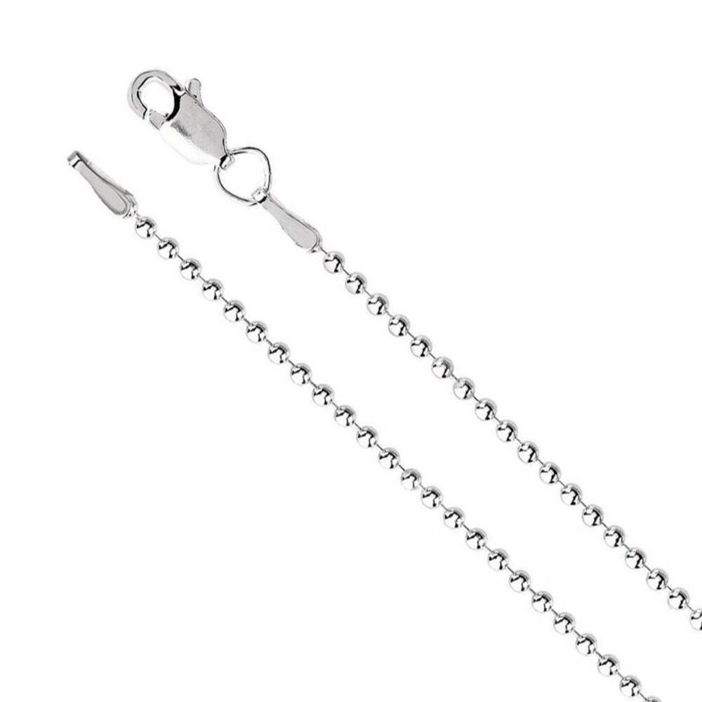 1.5mm Rhodium-Plated Sterling Silver Solid Bead Chain Necklace, 20 In